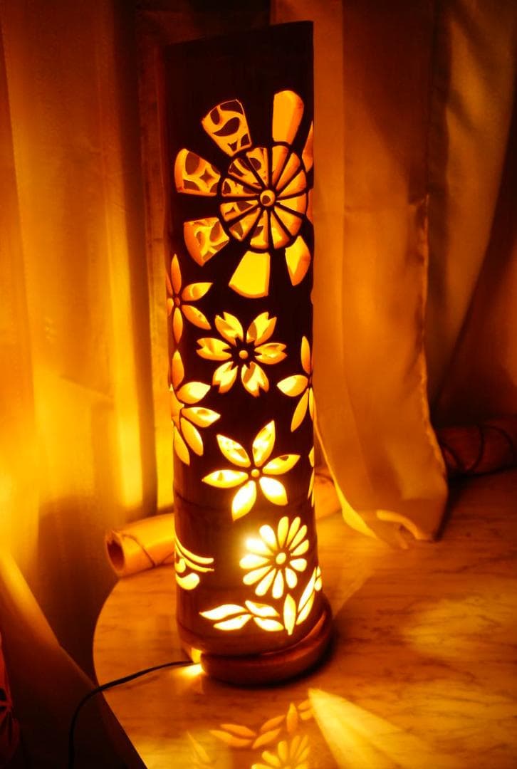 竹灯り・竹あかり・竹灯籠・竹灯篭・竹ランプ   全面彫り～ 癒しの灯り★真和★～