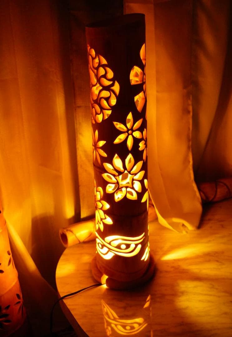 竹灯り・竹あかり・竹灯籠・竹灯篭・竹ランプ   全面彫り～ 癒しの灯り★真和★～