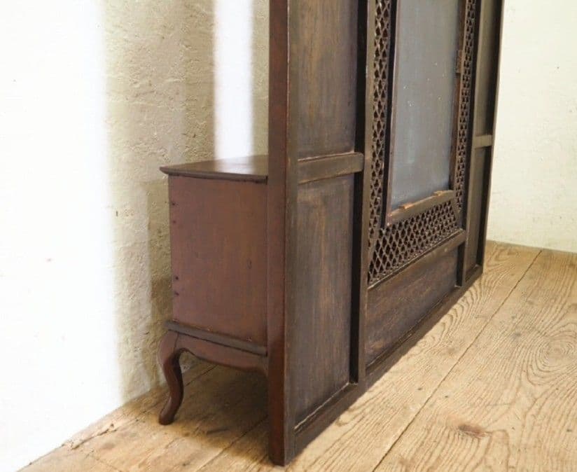 1194 唐木のスタンドミラー　キャビネット　鏡　姿見　紫檀　アンティーク　中国