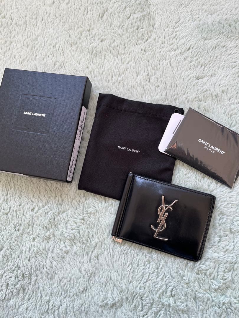 SAINT LAURENT ブラック 二つ折り財布　マネークリップ