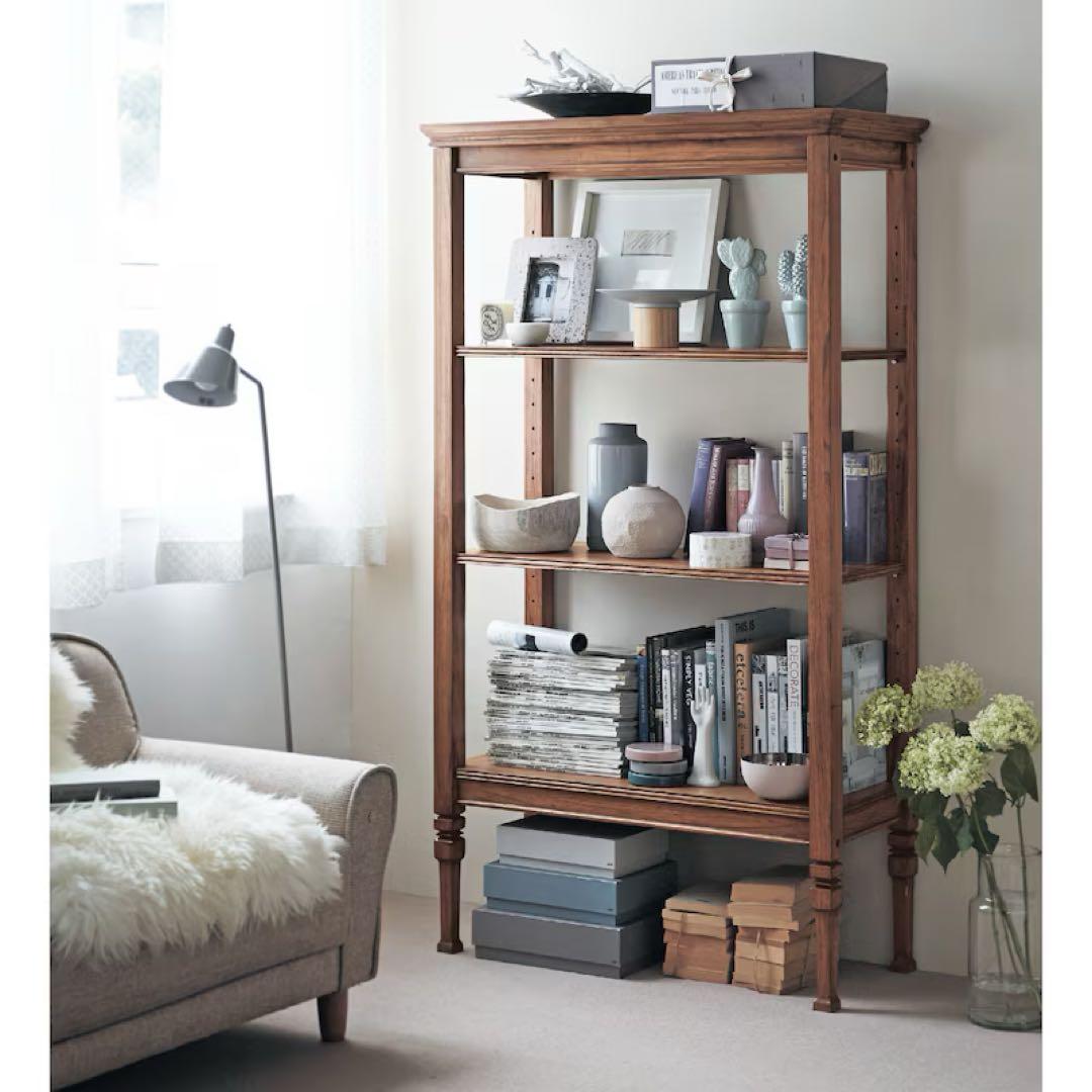 ベルメゾン アンティーク 木製オープンシェルフ 3段 幅90cm