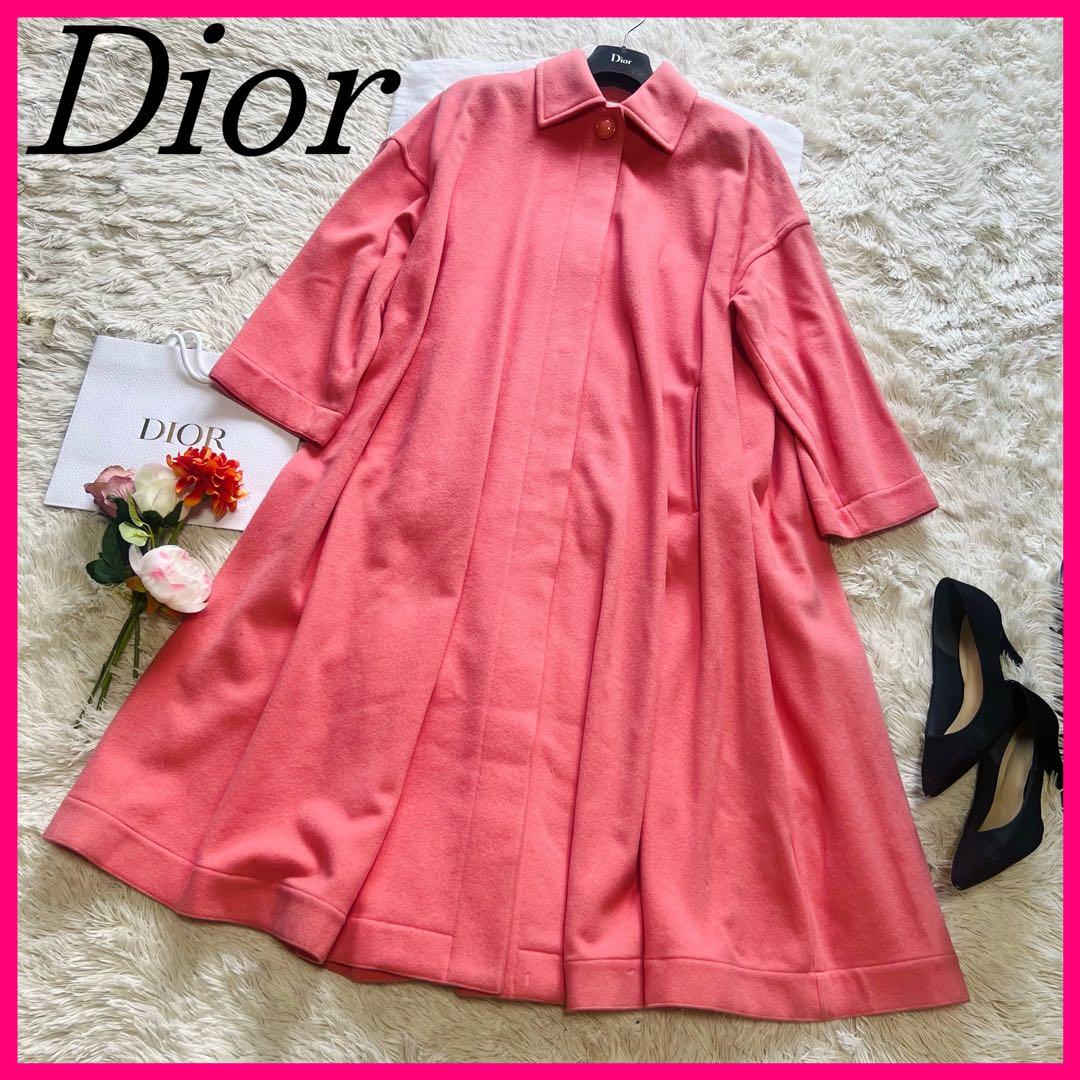 【美品】Christian Dior ロングコート サーモンピンク M フレア