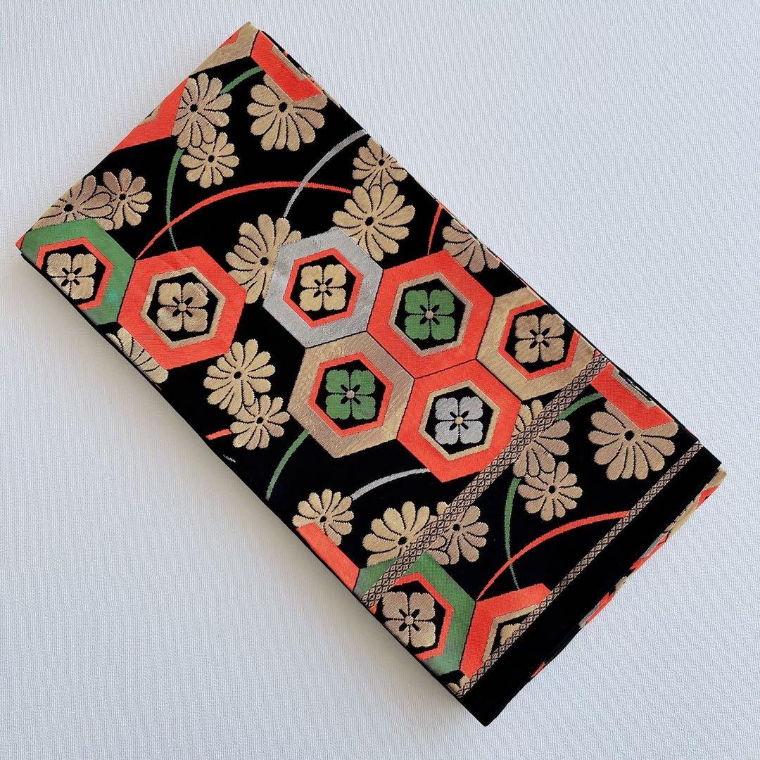 七五三　長着帯セット ７歳女の子 オレンジ地　ちりめん　 源氏車 52697