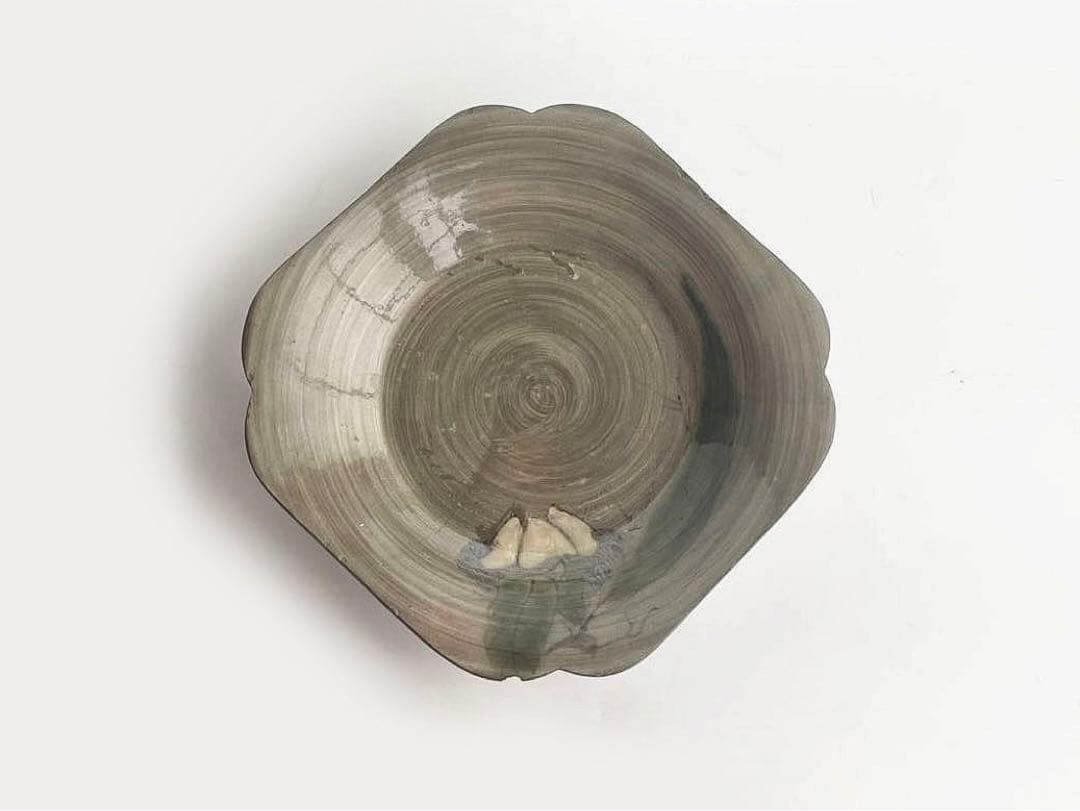 骨董　アンティーク　現川焼　現川　刷毛目　栗文様　隅入角皿　角皿　皿