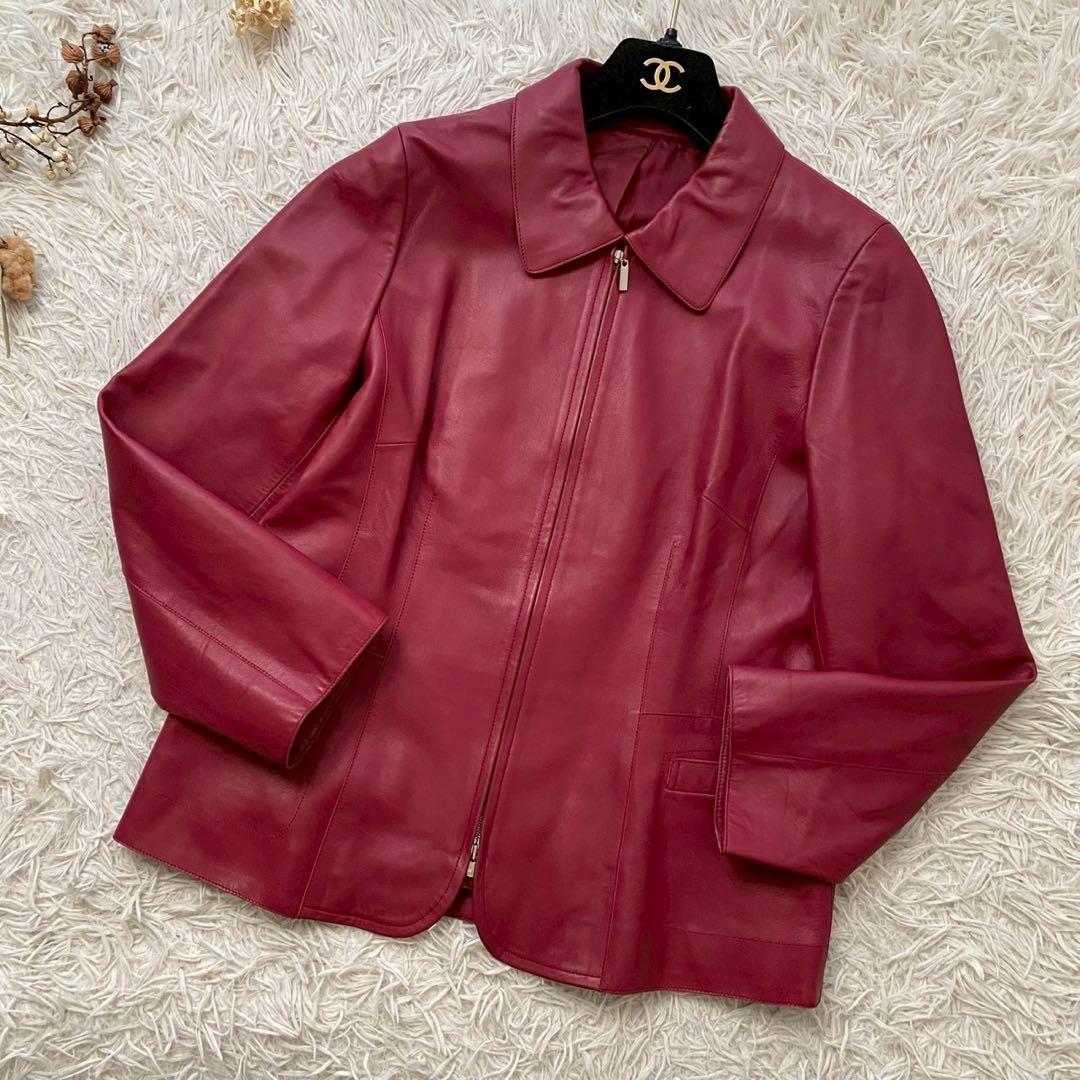 レリアン●極美品/2025トレンドカラー●イタリア製ラムレザージャケット M