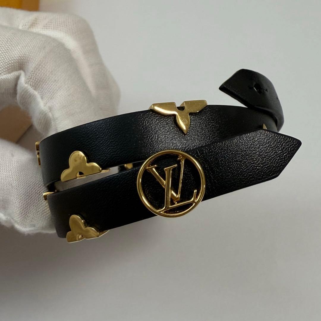 LOUIS VUITTON ブラスレ デイリーモノグラム 黒 ゴールド金具