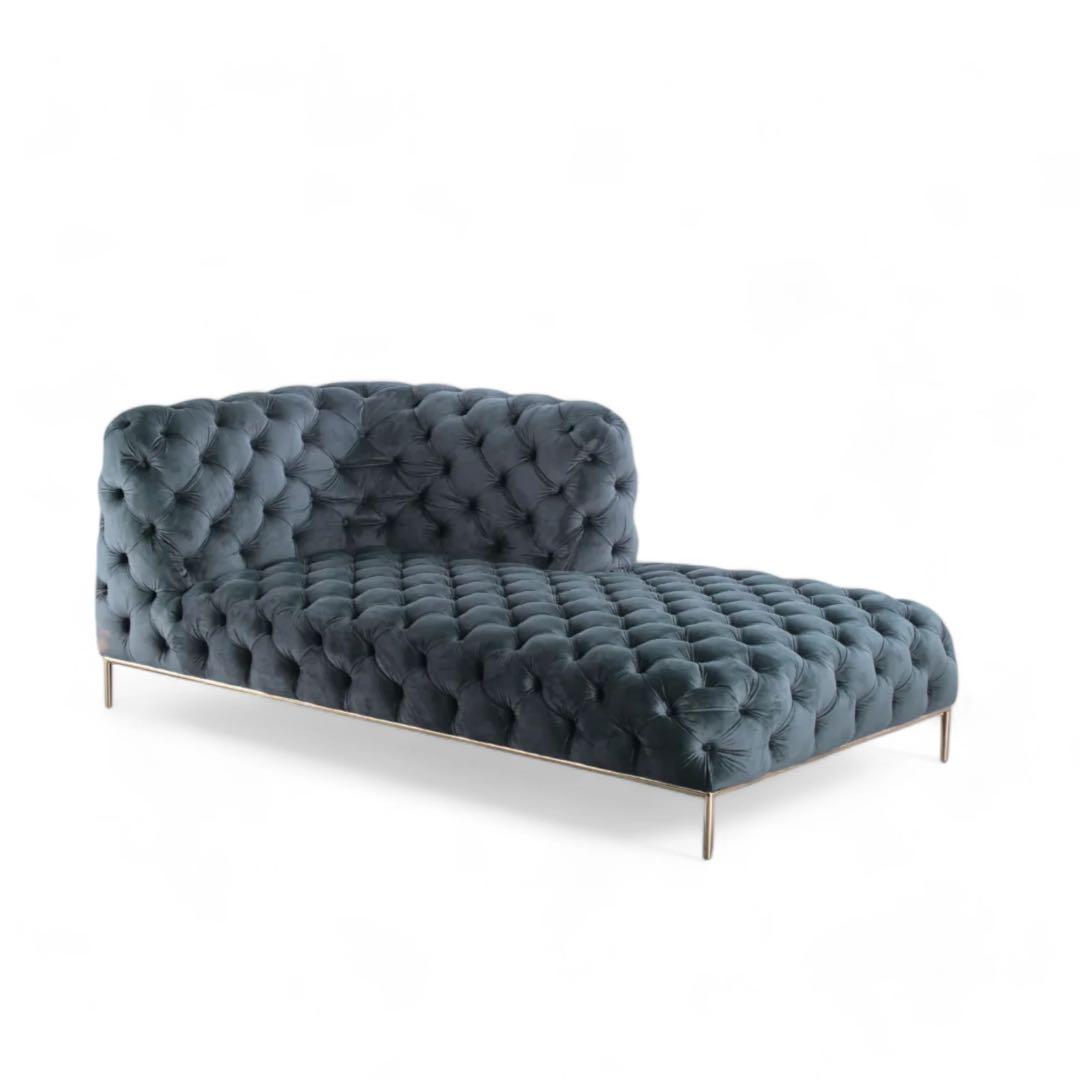 ent L字型グレーソファ ベルベット調