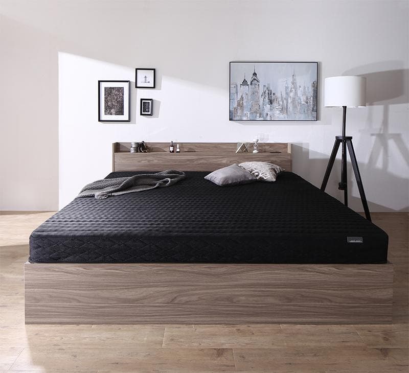 最安値！マットレスなし クイーンベッド 収納 コンセント 送料込み！1