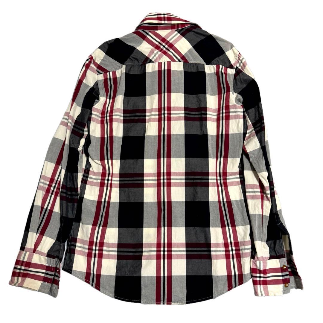 美品 ヴィヴィアン アシンメトリー オーブロゴ チェック シャツ 長袖