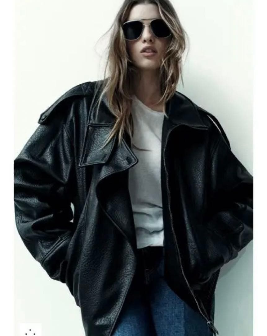 zara フェイクレザージャケット　Mサイズ　タグあり