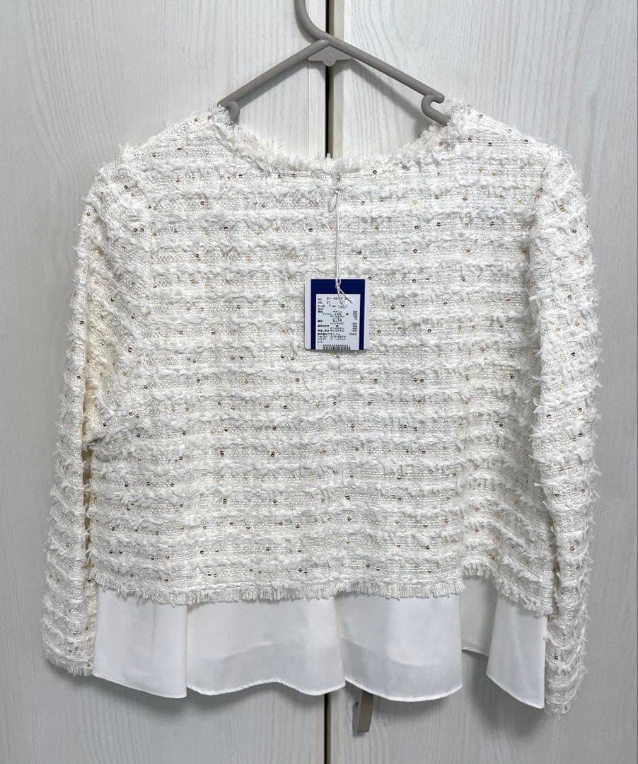 M マーリエル カセット ☆ラメスパンコールツイードブラウス