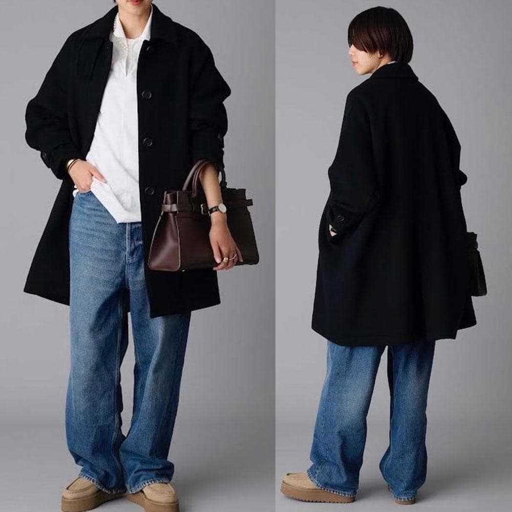 Curensology カレンソロジー ウール二重織 メルトンステンカラーコート