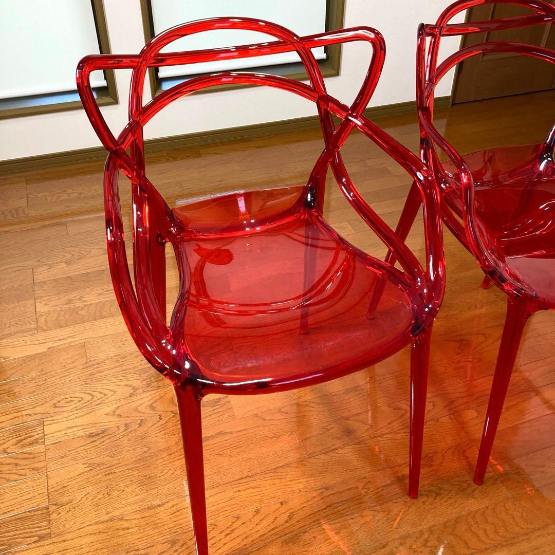 【椅子 クリアレッド】 2脚セット /ジェネリックチェア / ダイニングチェア