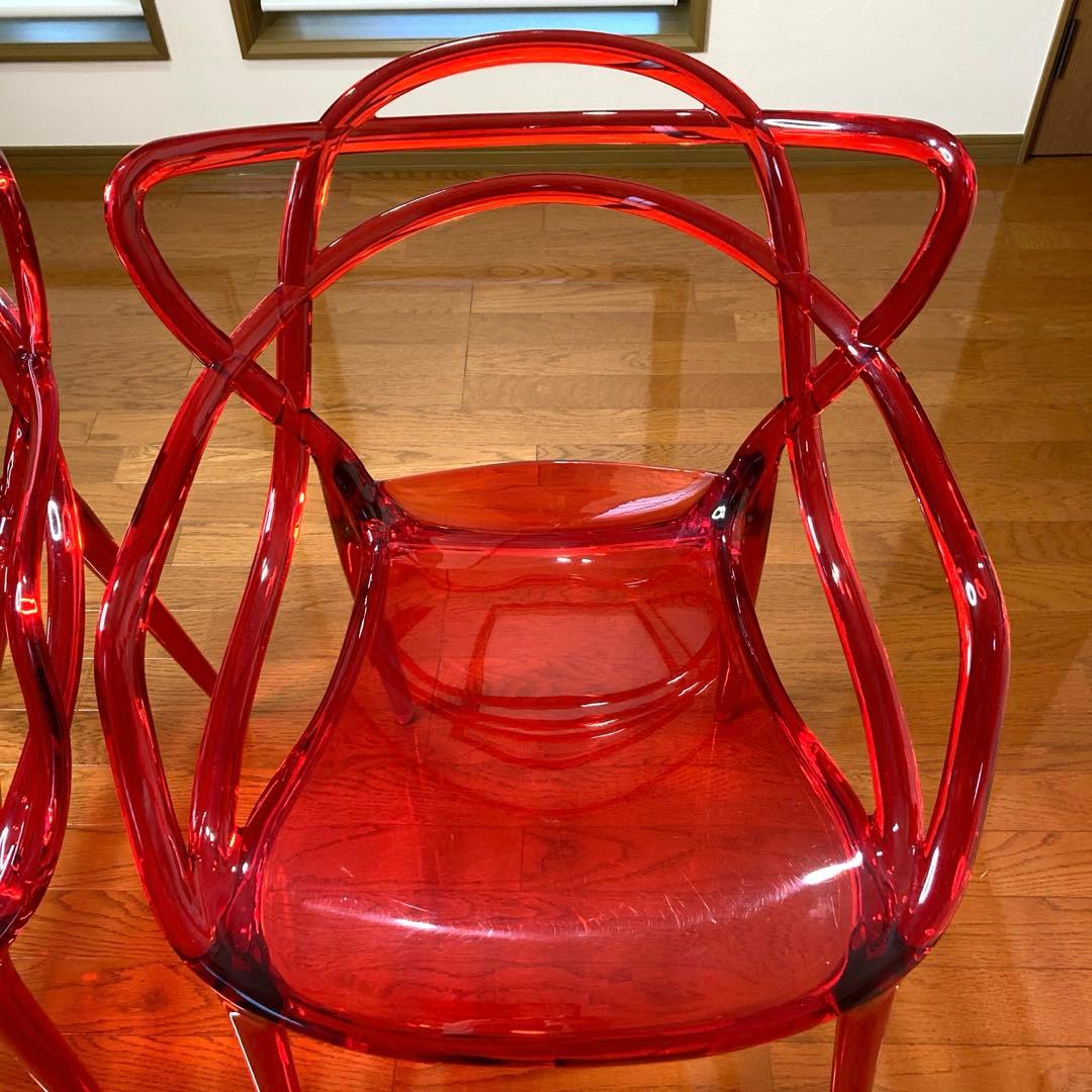 【椅子 クリアレッド】 2脚セット /ジェネリックチェア / ダイニングチェア
