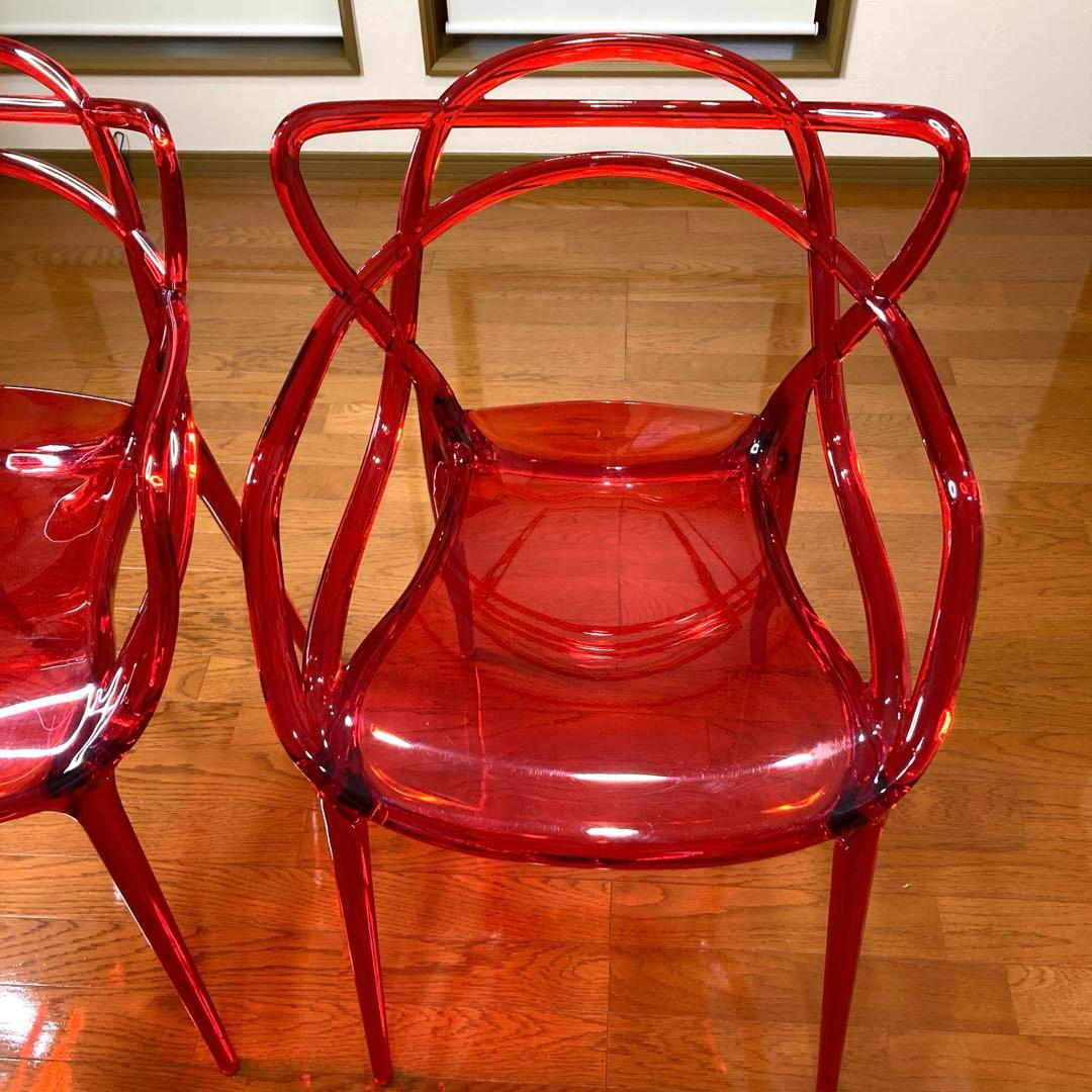 【椅子 クリアレッド】 2脚セット /ジェネリックチェア / ダイニングチェア