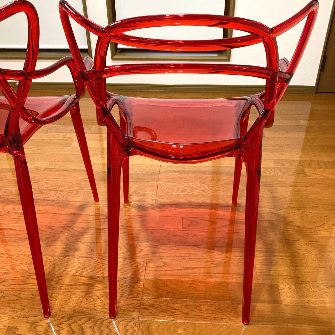 【椅子 クリアレッド】 2脚セット /ジェネリックチェア / ダイニングチェア