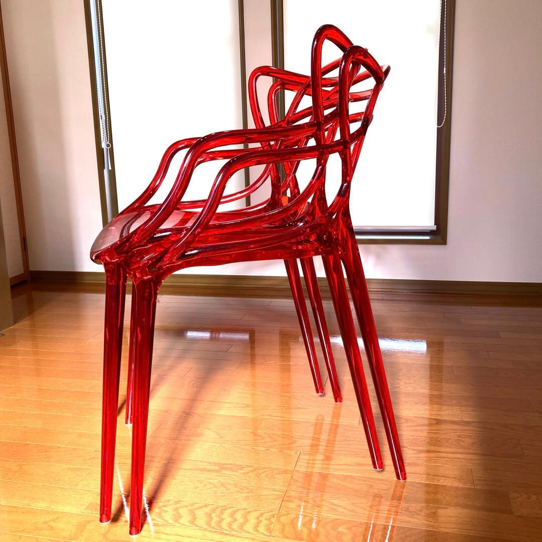 【椅子 クリアレッド】 2脚セット /ジェネリックチェア / ダイニングチェア