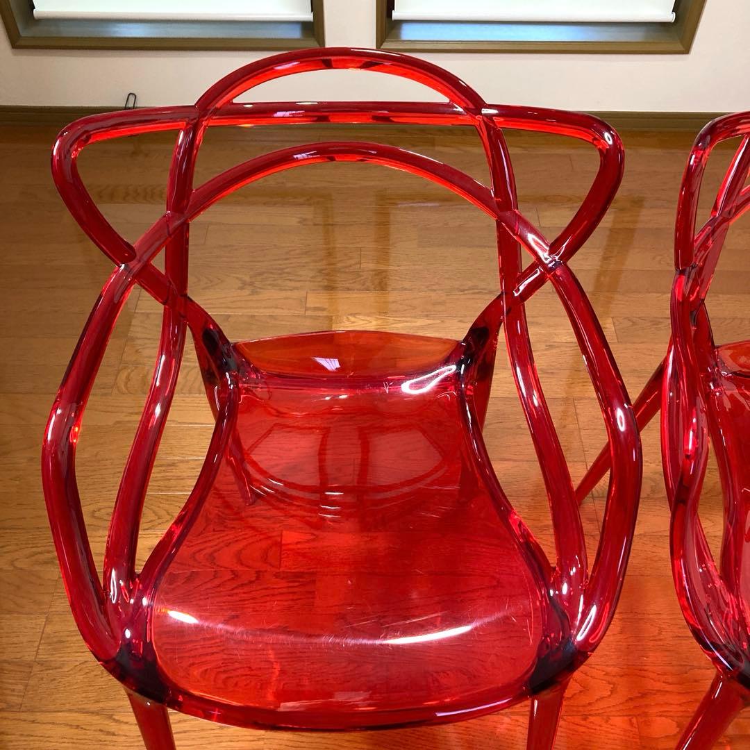 【椅子 クリアレッド】 2脚セット /ジェネリックチェア / ダイニングチェア