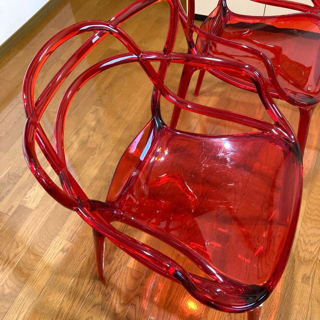 【椅子 クリアレッド】 2脚セット /ジェネリックチェア / ダイニングチェア