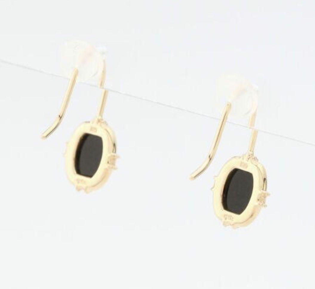 ●希少・完売品●agete【アガット】K10イエローゴールド　黒石　フックピアス