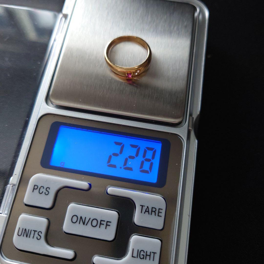 a*！様 K18 ゴールド リング 約8号　シンプル ルビー？ダイヤ？付き レト