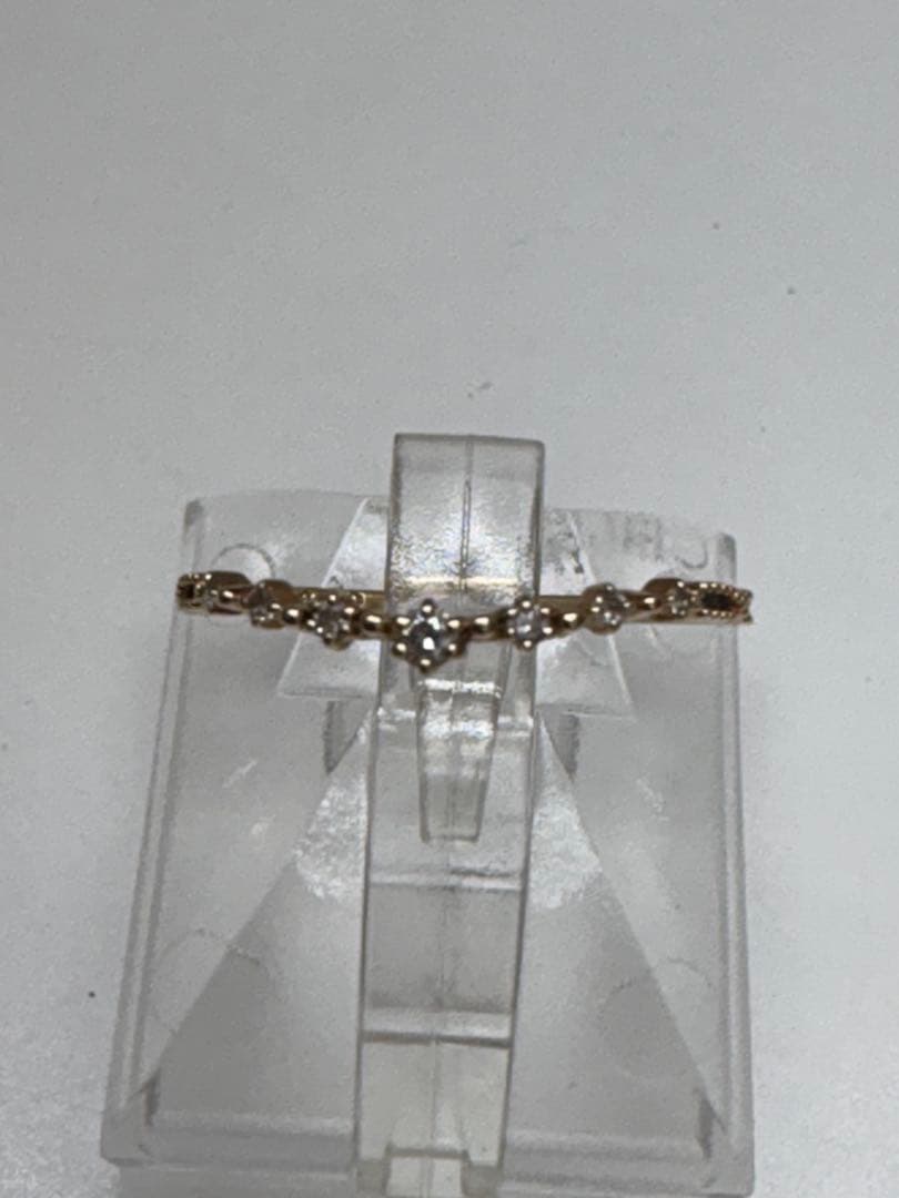 アガット・k10ゴールド 波型 ダイヤリング・13号・0.8g・中古品