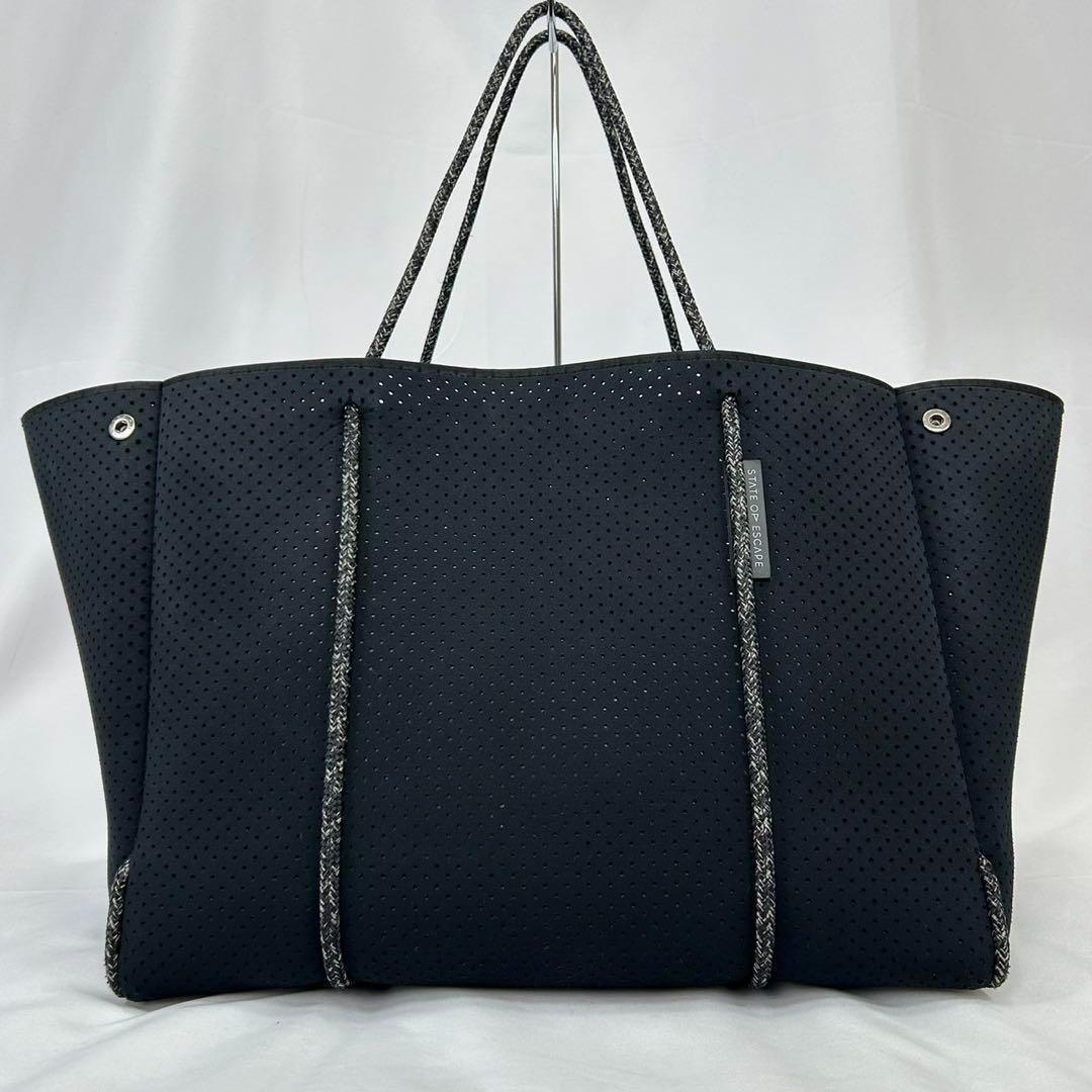 【極美品】ステイトオブエスケープ トートバッグ ポーチ付き 黒 A4可 大容量