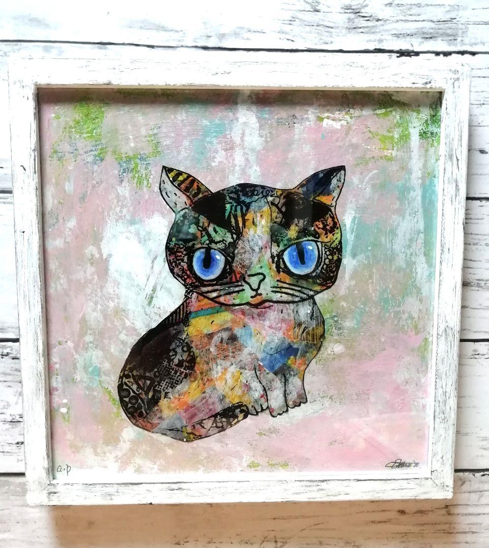 「負けない猫」白樺風ビンテージホワイト額縁ご確認ページ