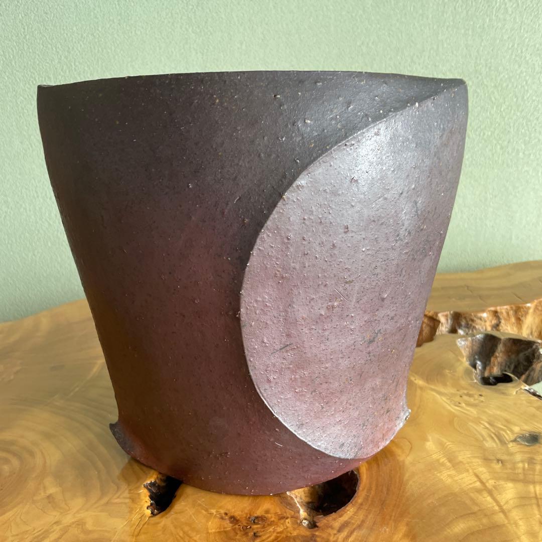 岡山県 備前焼 山下譲治 花入 陶芸 共箱