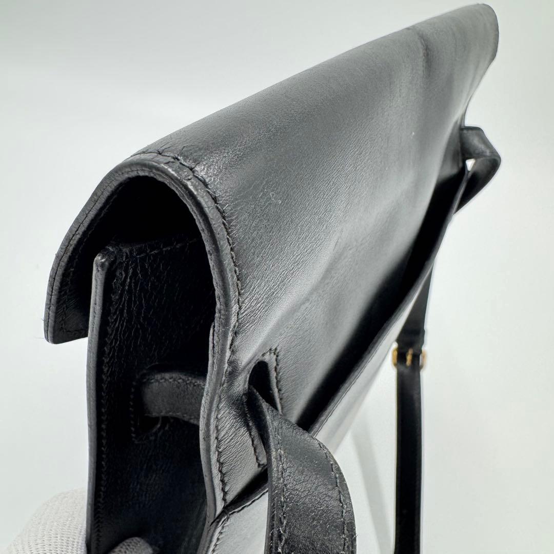 HERMES エルメス レザー ウエストバッグ ボディバッグ ブラック O刻印