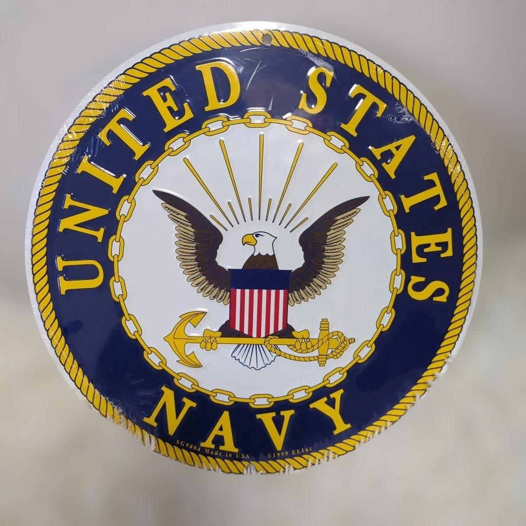 新品　U.S.NAVY　USA製　アルミ　看板　エンブレム　デットストック