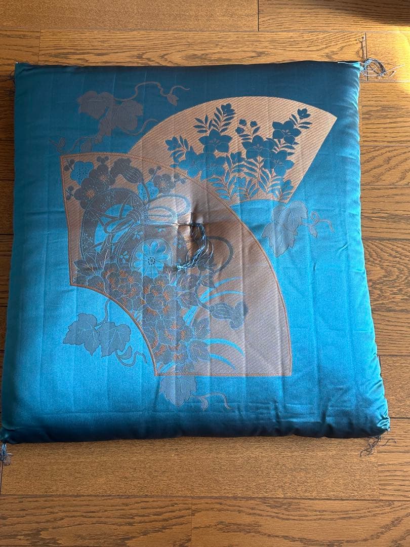 青色　花柄座布団　20枚セット