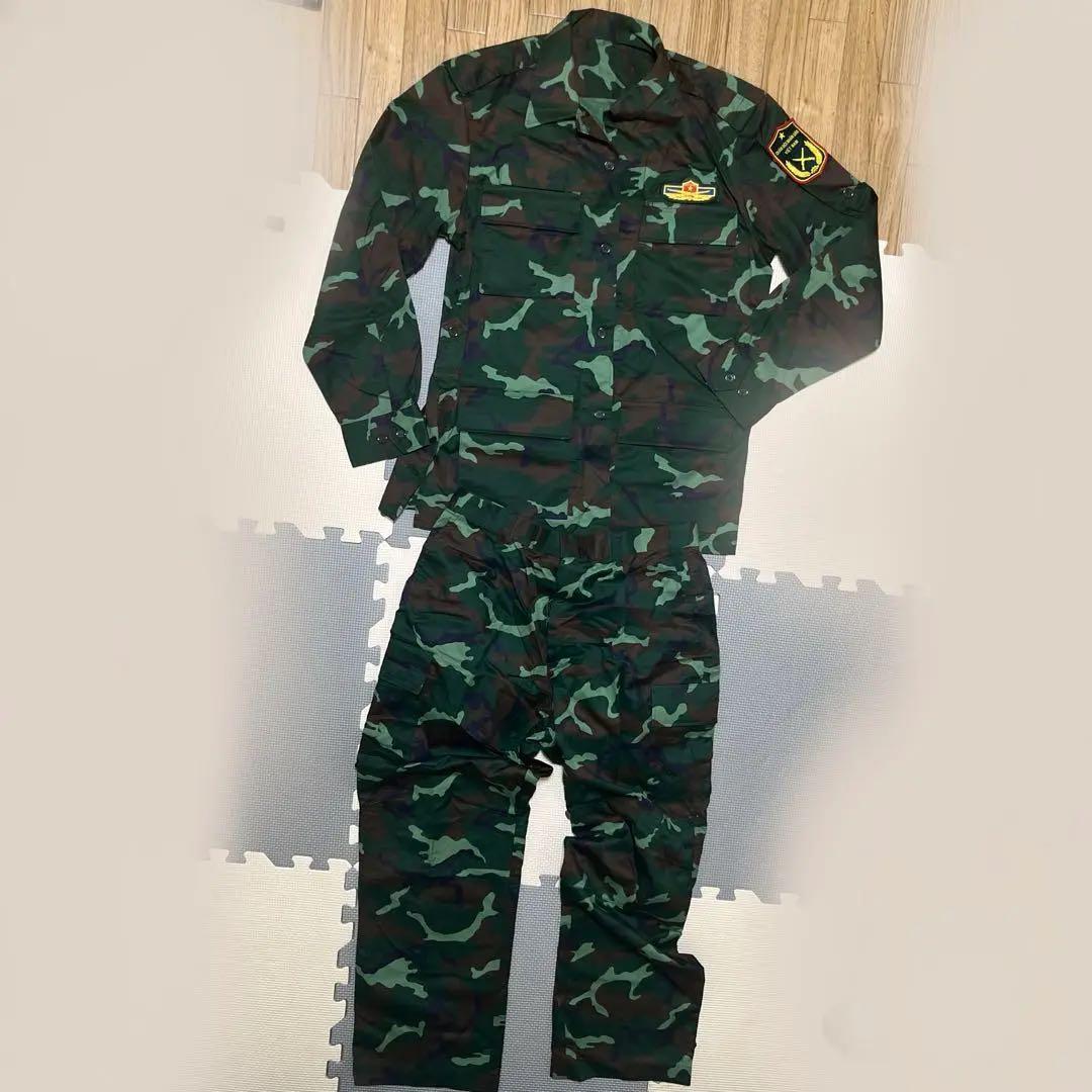 K　迷彩ウッドランドジャケット上下一式+ 迷彩キャンバスバッグ
