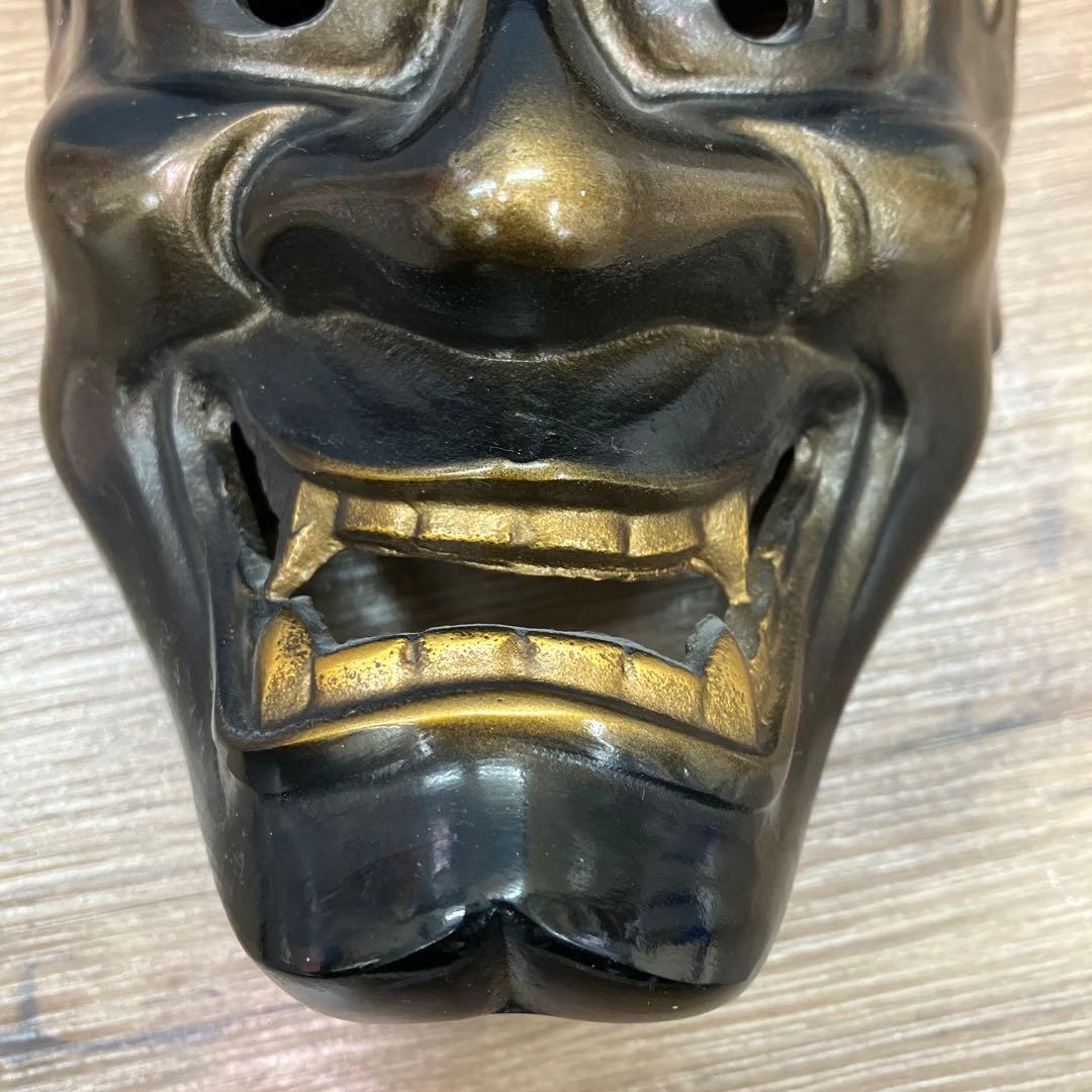 4F 昭和レトロ 般若面 壁掛け インテリア 骨董 飾り面 お面 鉄製