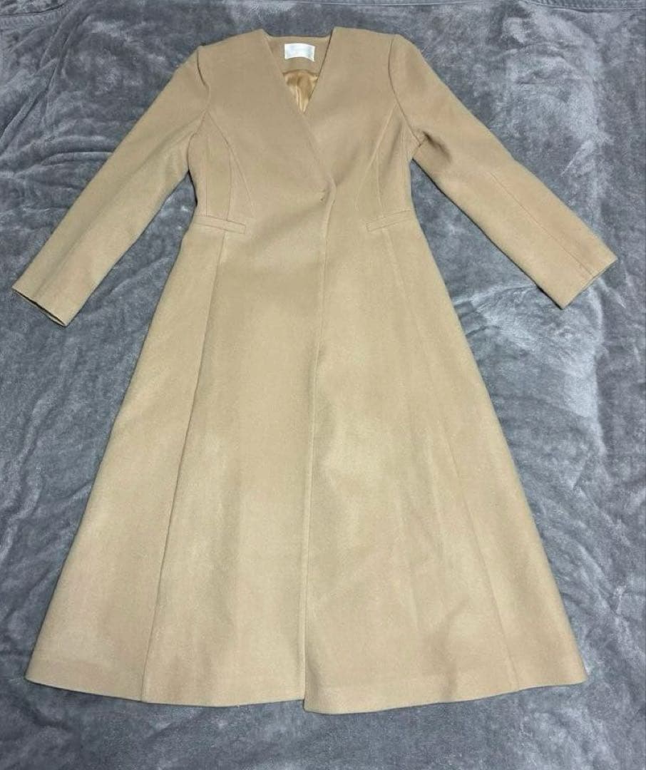 CELFORD 美シルエット✨ノーカラーフレアコート ベージュ36ロング