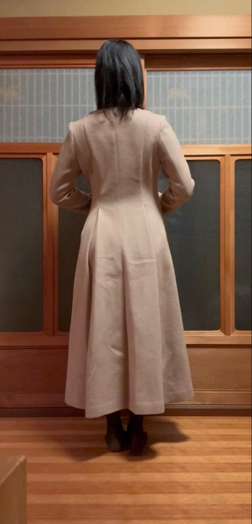 CELFORD 美シルエット✨ノーカラーフレアコート ベージュ36ロング