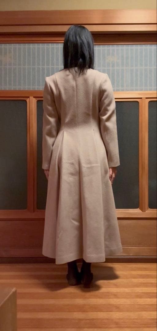 CELFORD 美シルエット✨ノーカラーフレアコート ベージュ36ロング