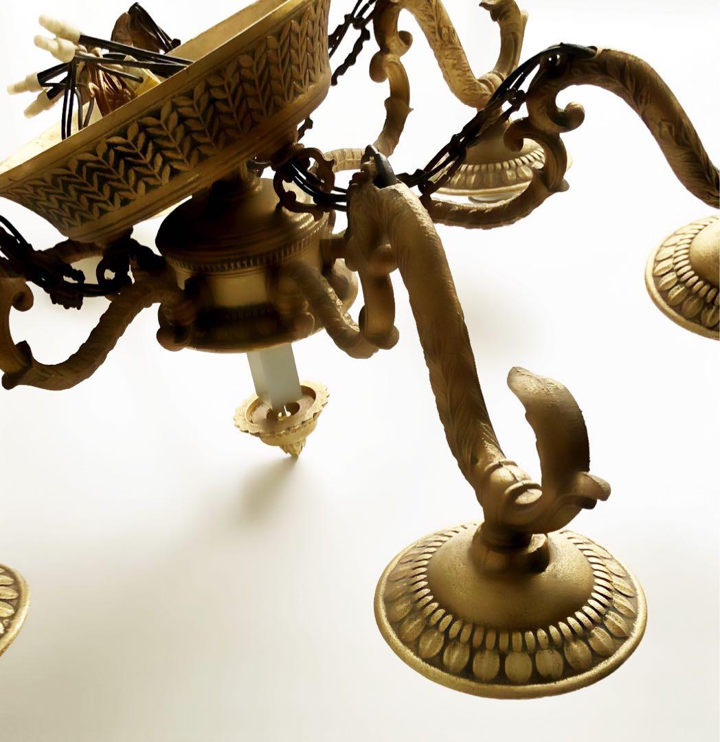 豪華アンティーク照明天井ライトランプシャンデリア６灯吊り下げゴールド