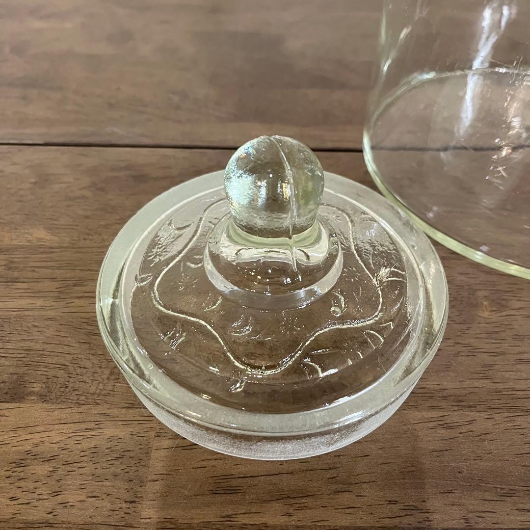 【アンティーク】昭和レトロ 蓋付 ガラス瓶 保存瓶 古道具 オブジェ 当時物