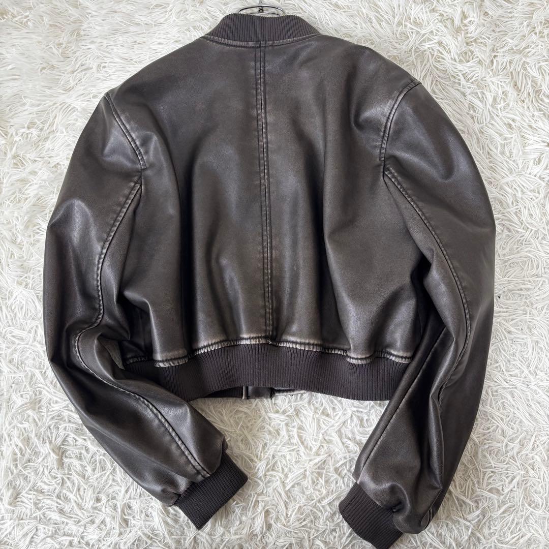 ZARA✨洗える　フェイクレザー　G1フライトジャケット ダメージ加工　短丈