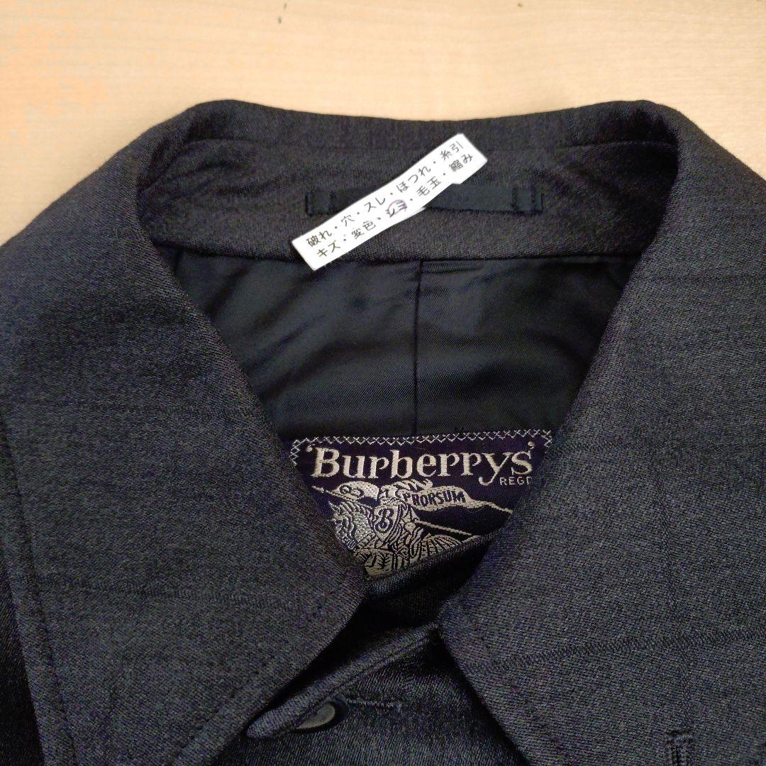 Burberry's　ダークグレー チェック ステンカラーコートWOOL100%