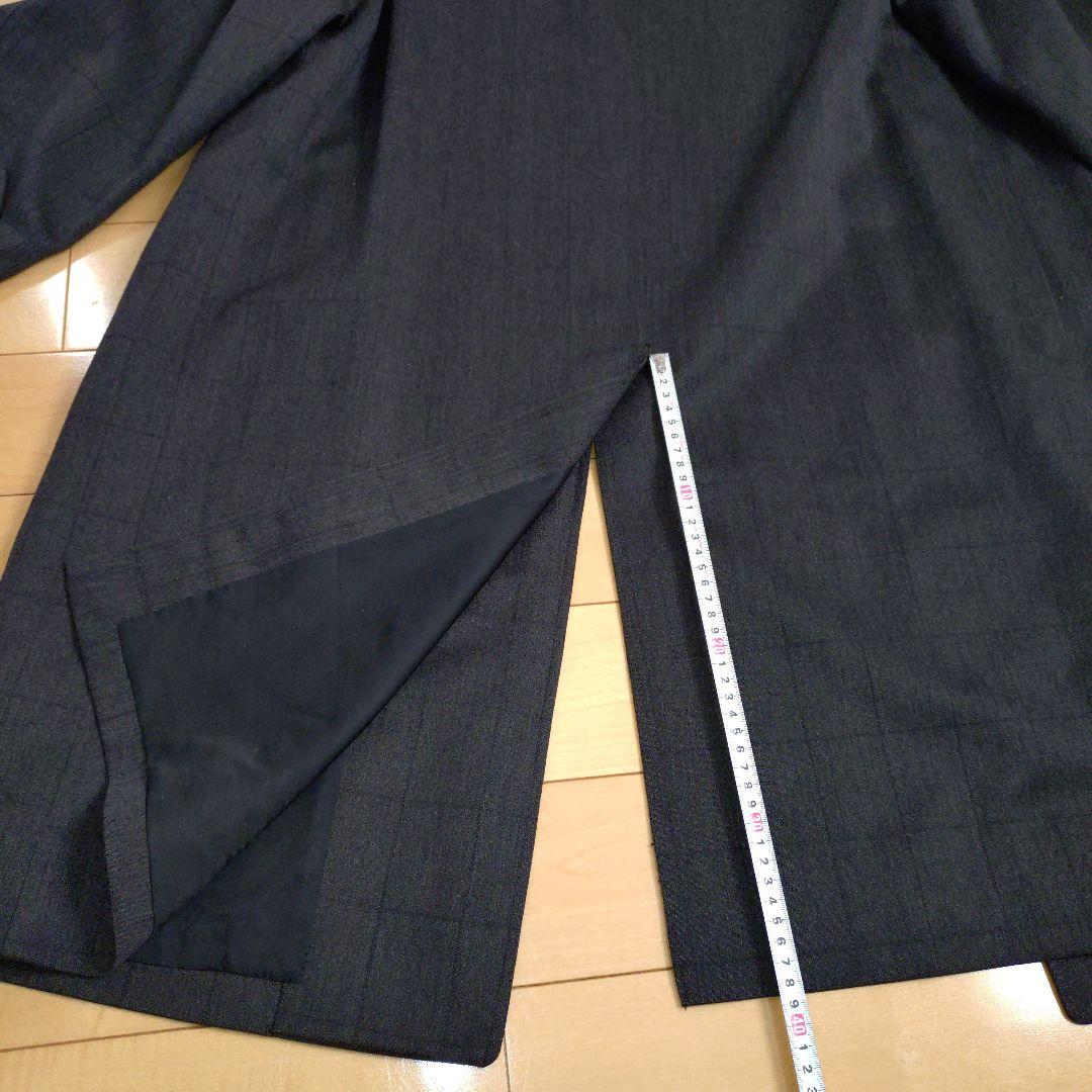 Burberry's　ダークグレー チェック ステンカラーコートWOOL100%