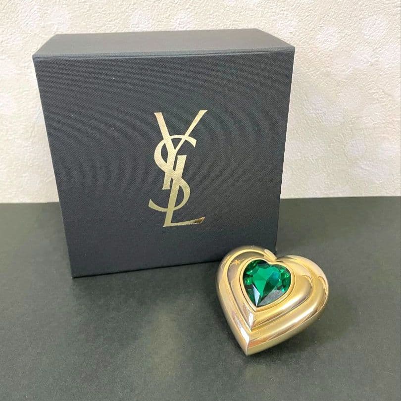 ✦イヴ・サンローラン YSL／ジュエルパウダーケース グリーン♡ヴィンテージ ✦