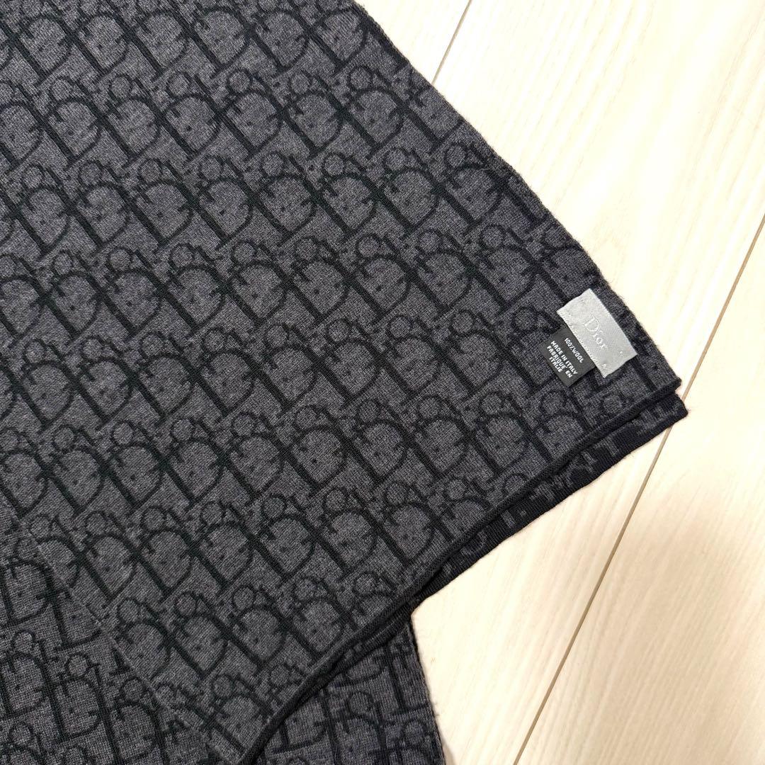 【美品】Dior マフラー トロッター ストール ユニセックス ブラック グレー