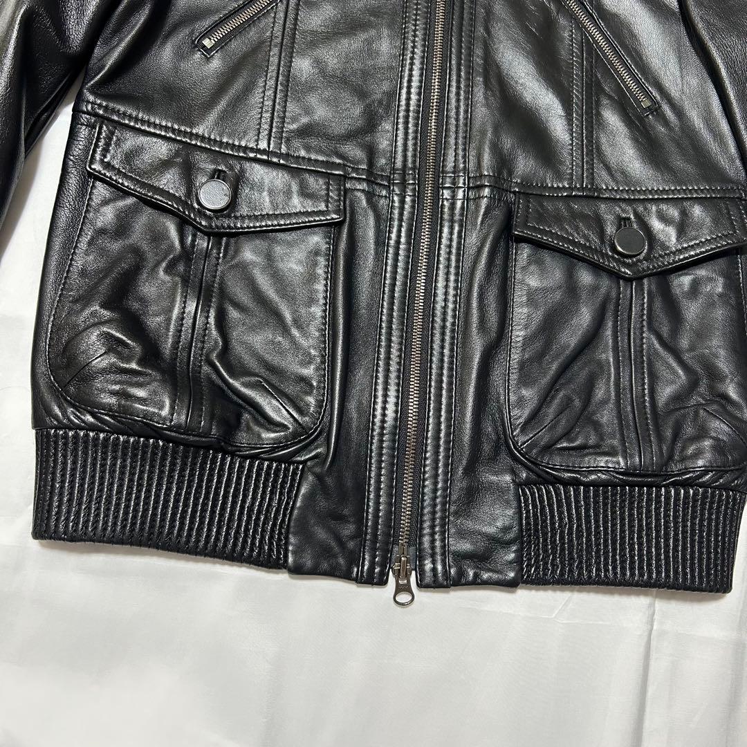 極美品 23区 羊革 レザージャケット シングル ラムレザー レディース 黒