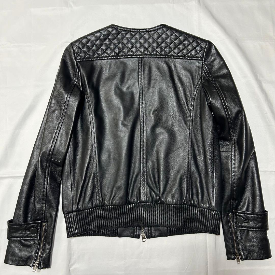 極美品 23区 羊革 レザージャケット シングル ラムレザー レディース 黒