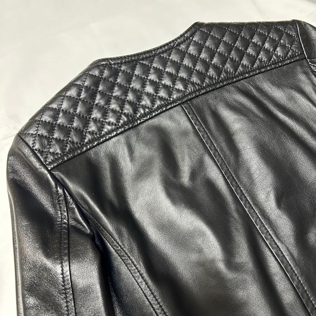 極美品 23区 羊革 レザージャケット シングル ラムレザー レディース 黒