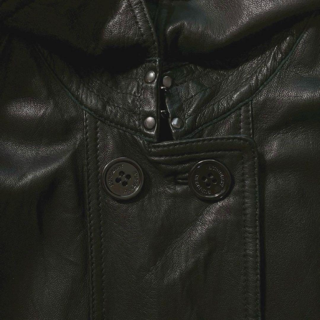 【団長】バーバリーロンドン　羊革 トレンチ風レザージャケット 黒