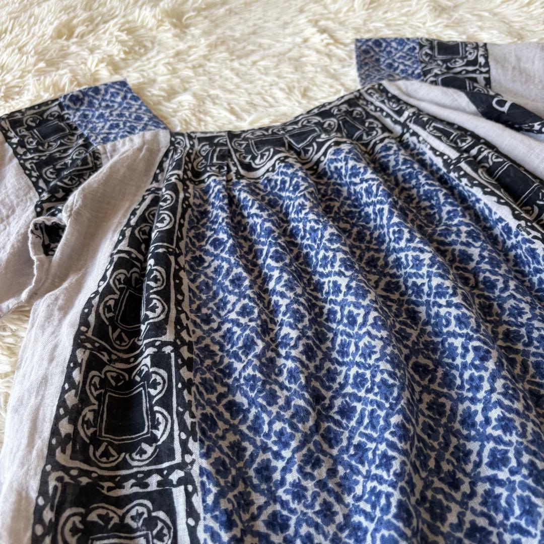 45R/45rpm 更紗バンダナブラウス ボックスシルエット Aライン フレア