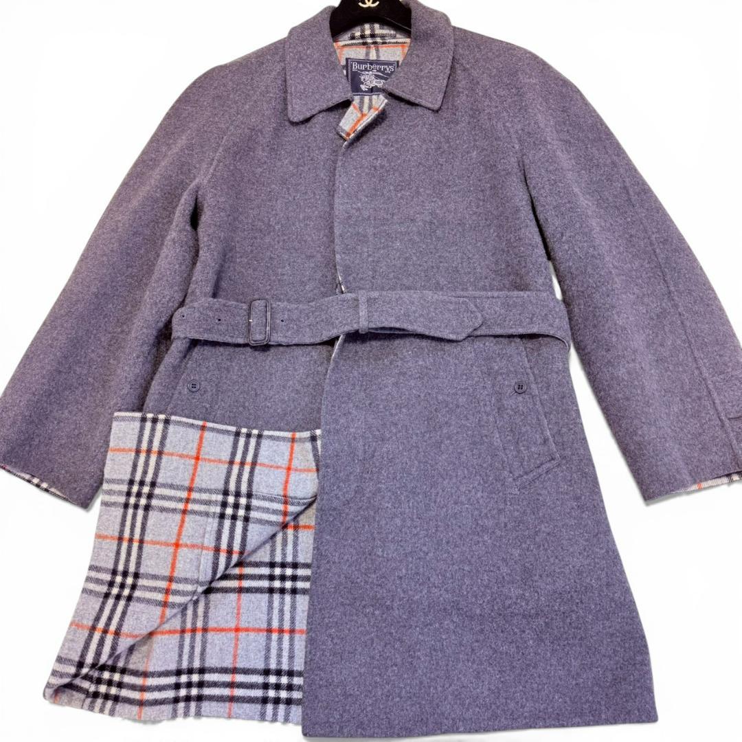 【美品】 BURBERRY 腰ベルト ウール XL ステンカラーコート メンズ